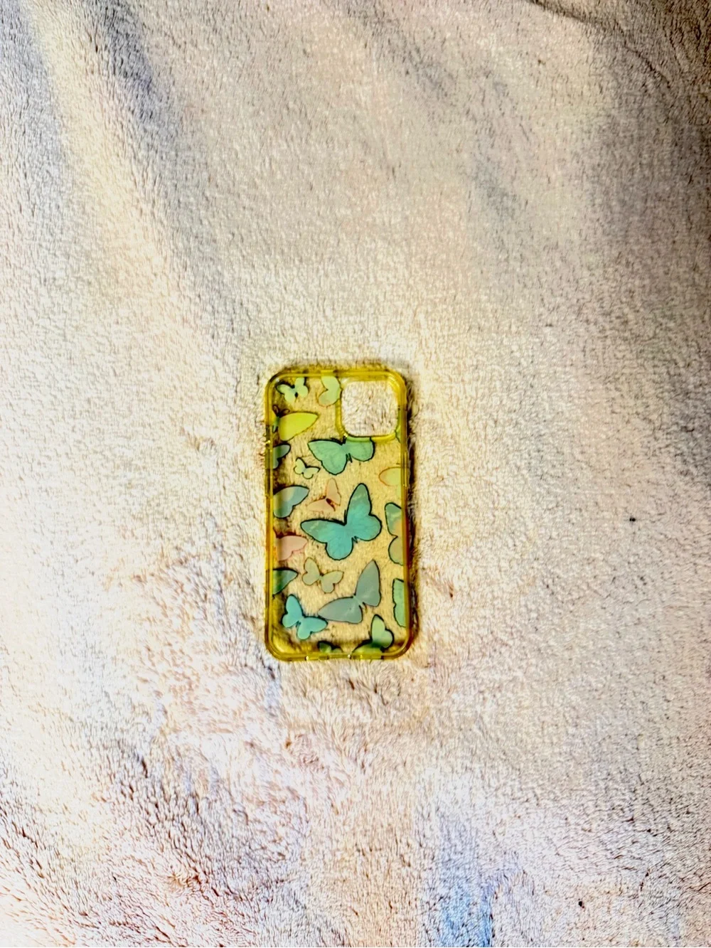 Butterfly Print Yellow Clear Phone Case - Unbranded
